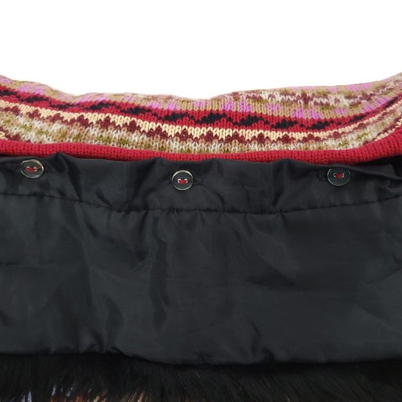 Vintage Harolds Nordic Cardigan Sweater Womens Size S Faux Fur Attached Collar - Picture 10 of 14